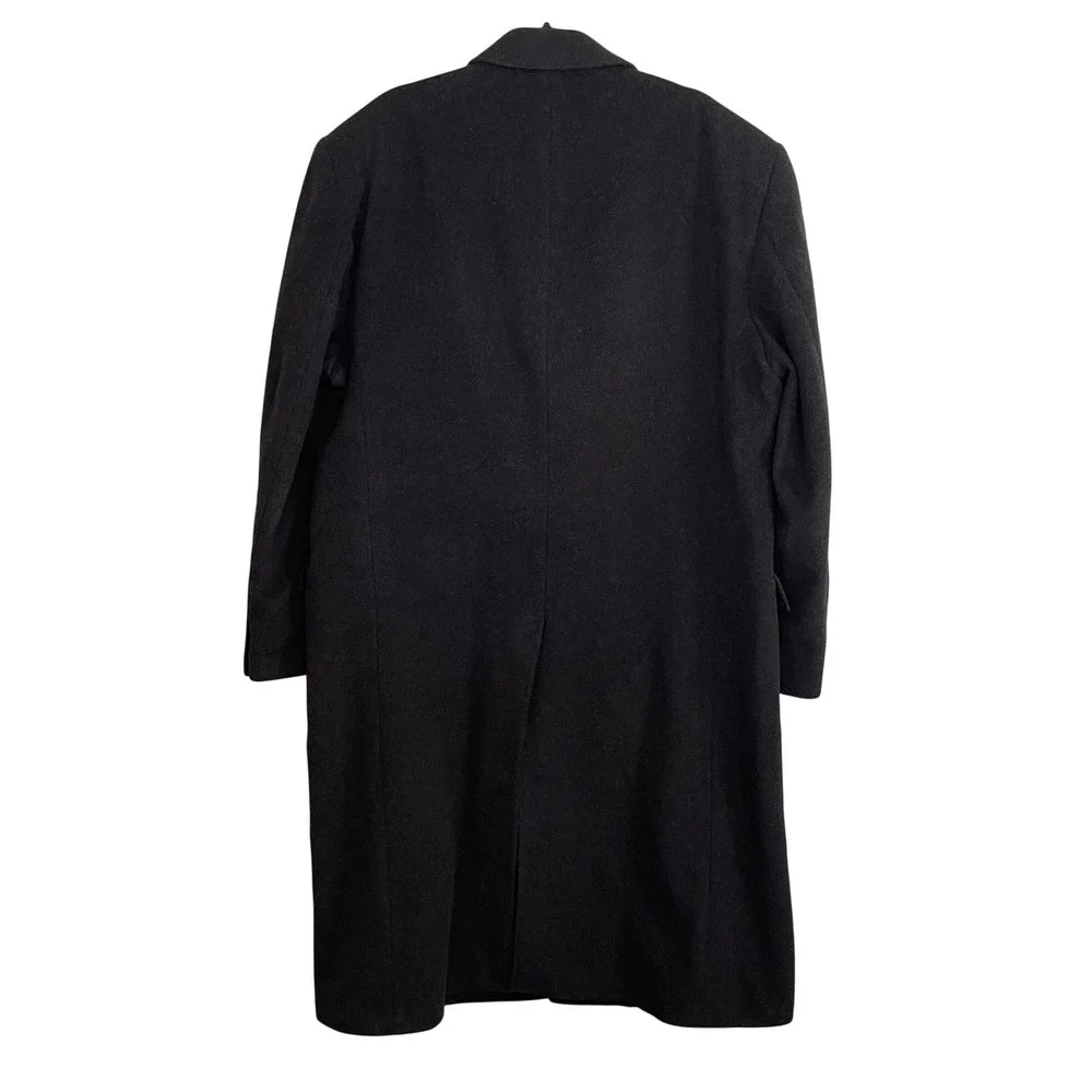 diBenedetto Mens Cashmere Blend Overcoat Black Italian Fabric Size 46 Longline